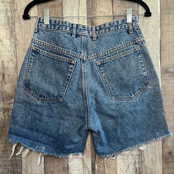 Vintage 80s Banana Republic Safari High Rise Cutoff Jean Shorts Med Wash Sz 10 - Picture 5 of 8
